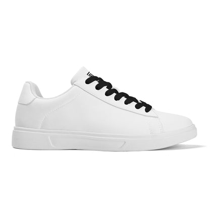 SIM-1  Low Top Leather Skateboard Shoes (White)