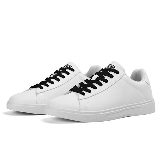 SIM-1  Low Top Leather Skateboard Shoes (White)