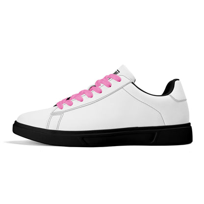 SIM-1  Low Top Leather Skateboard Shoes (White)