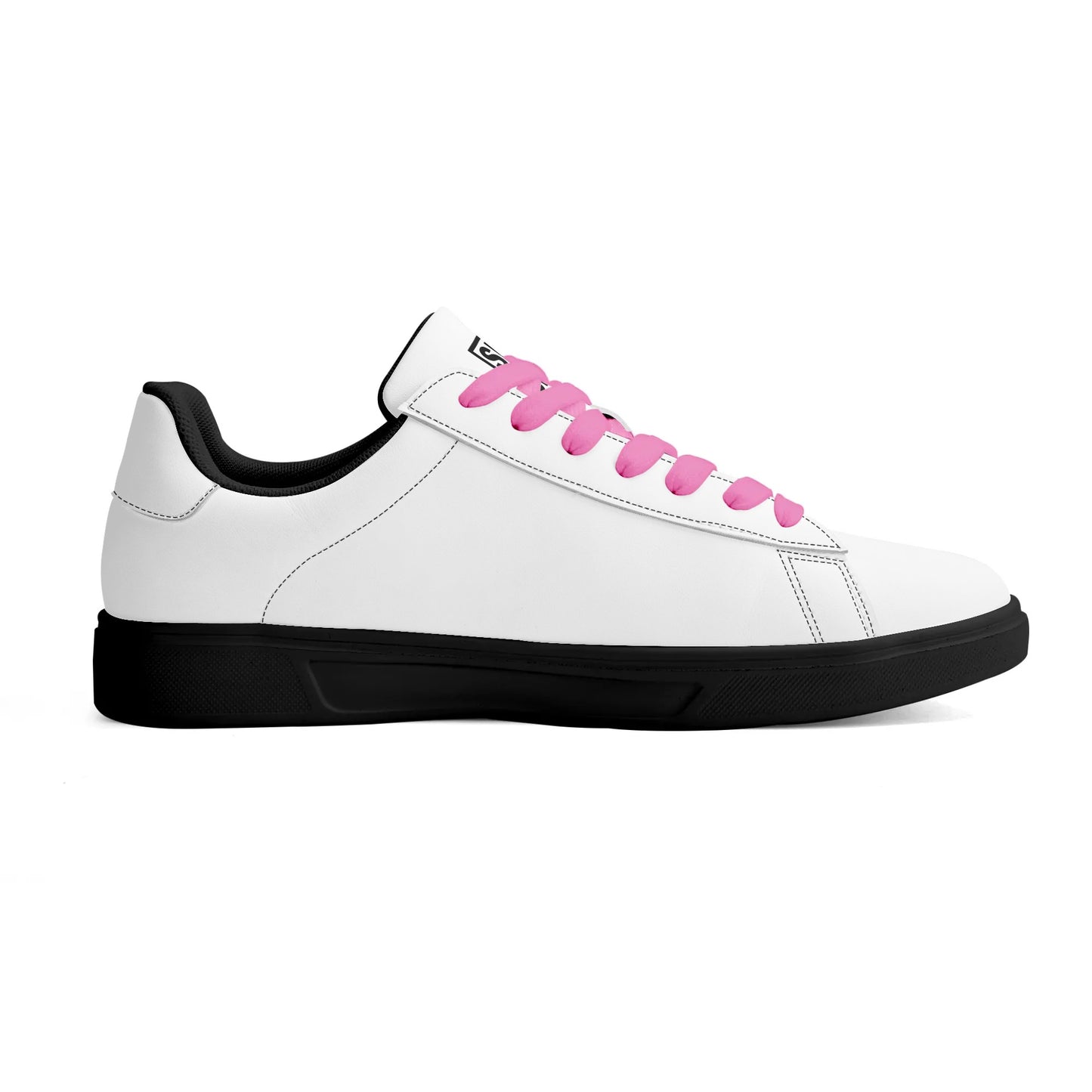 SIM-1  Low Top Leather Skateboard Shoes (White)