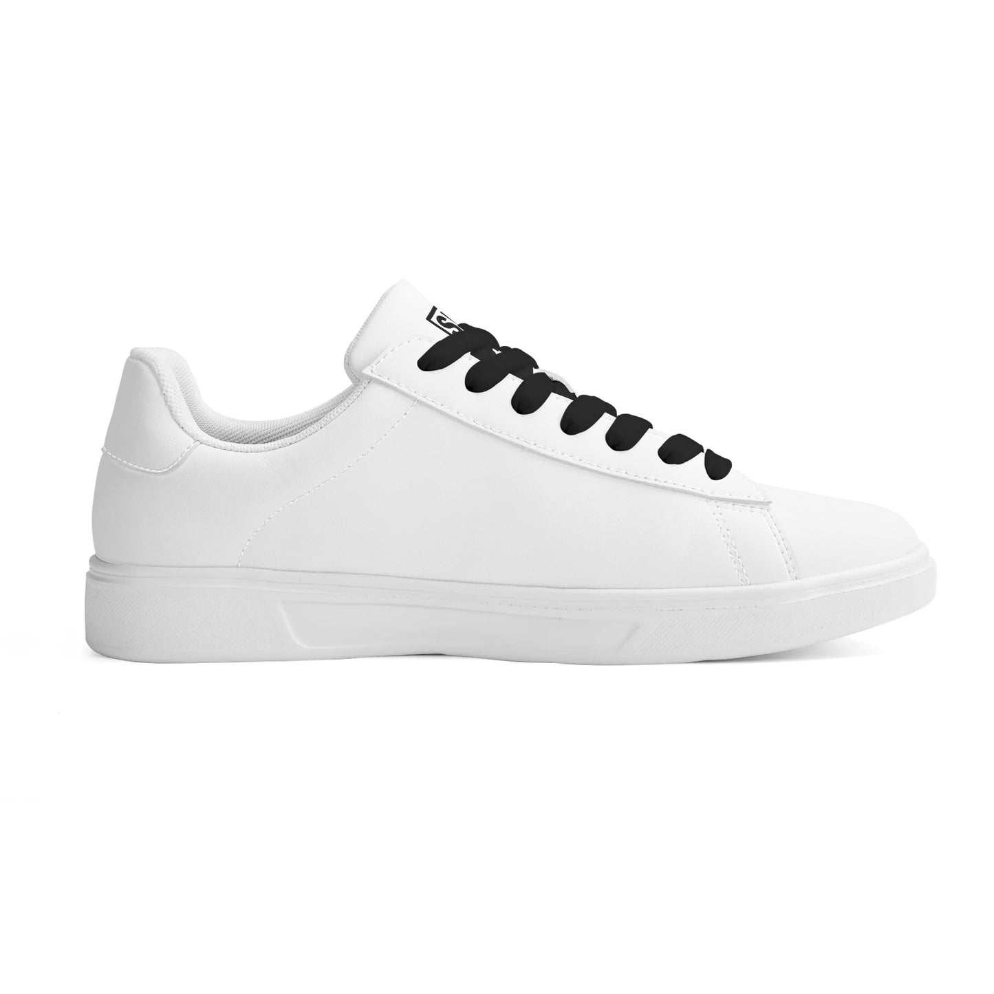 SIM-1  Low Top Leather Skateboard Shoes (White)