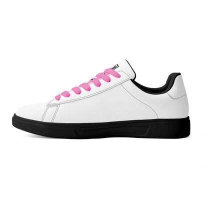 SIM-1  Low Top Leather Skateboard Shoes (White)