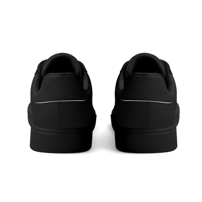 SIM-1 Low Top Leather Skateboard Shoes (Black with Pink Laces)