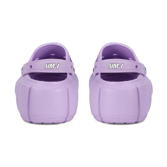 Womens Purple EVA Sole Bling Clogs with Sim-1