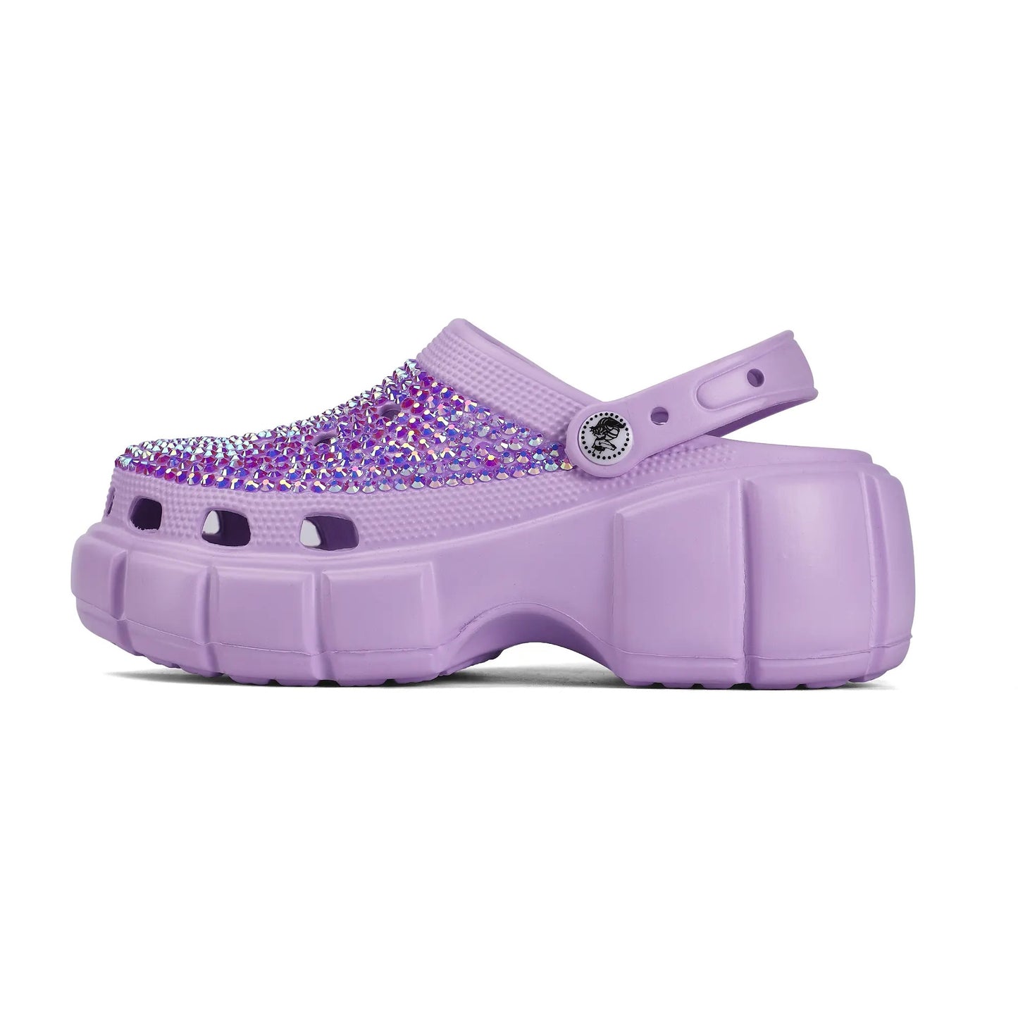 Womens Purple EVA Sole Bling Clogs with Sim-1