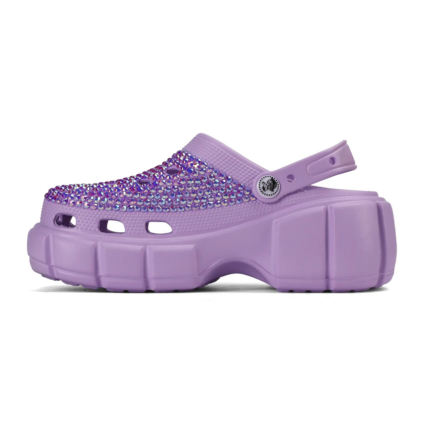 Womens Purple EVA Sole Bling Clogs with Sim-1