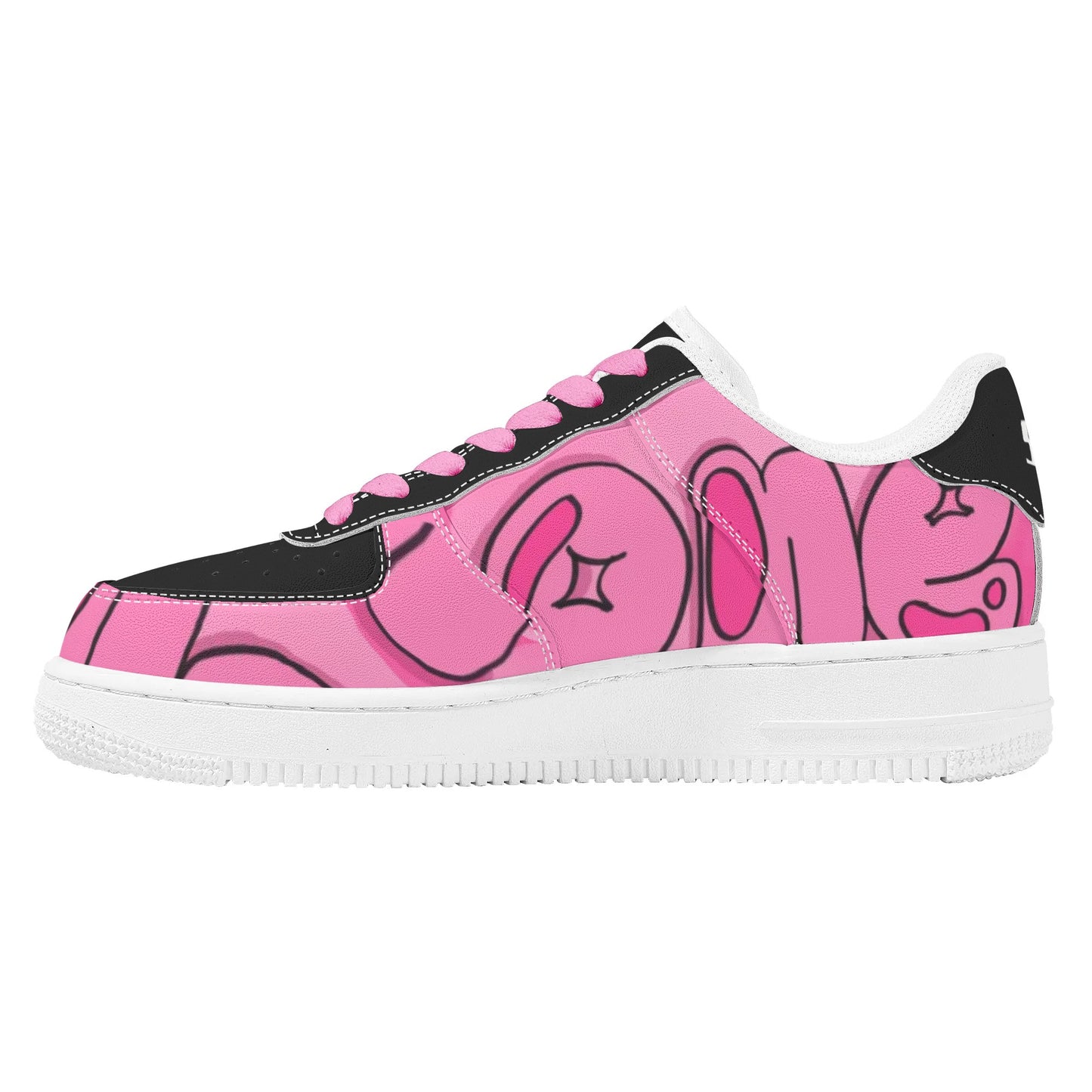 Sim-1 Graffiti  Low Top Leather Sport Sneakers