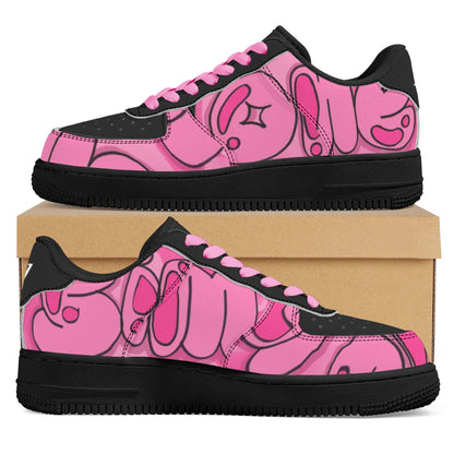 Sim-1 Graffiti  Low Top Leather Sport Sneakers