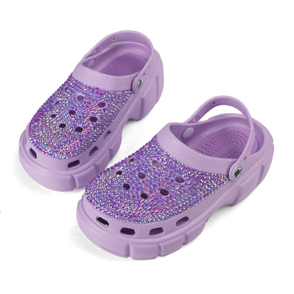 Womens Purple EVA Sole Bling Clogs with Sim-1