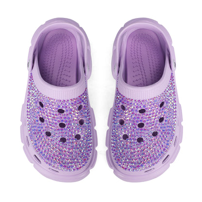 Womens Purple EVA Sole Bling Clogs with Sim-1